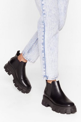 Wide-Leg Faux Leather Trousers